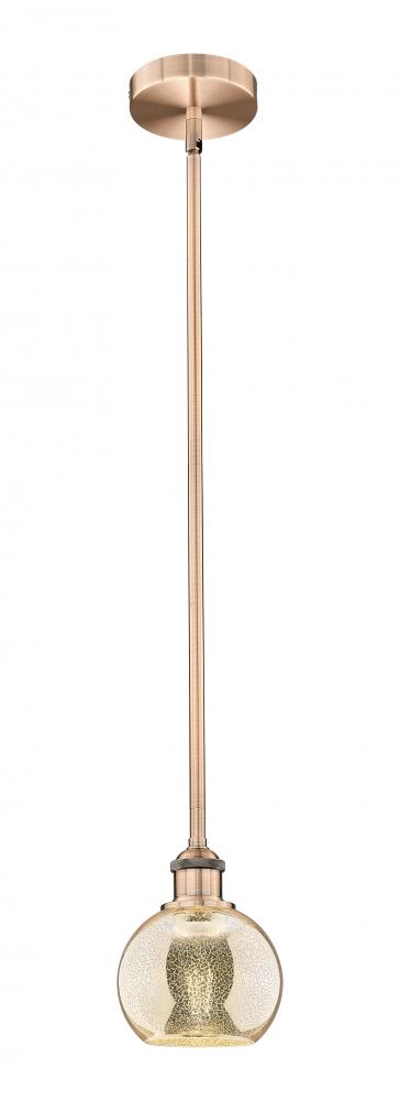 Athens - 1 Light - 6 inch - Antique Copper - Cord hung - Mini Pendant