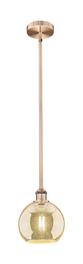 Athens - 1 Light - 8 inch - Antique Copper - Cord hung - Mini Pendant