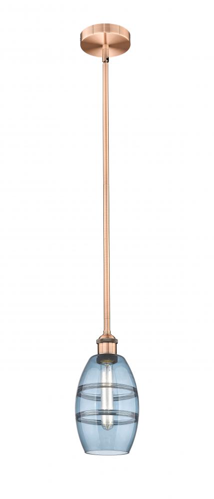 Vaz - 1 Light - 6 inch - Antique Copper - Cord hung - Mini Pendant
