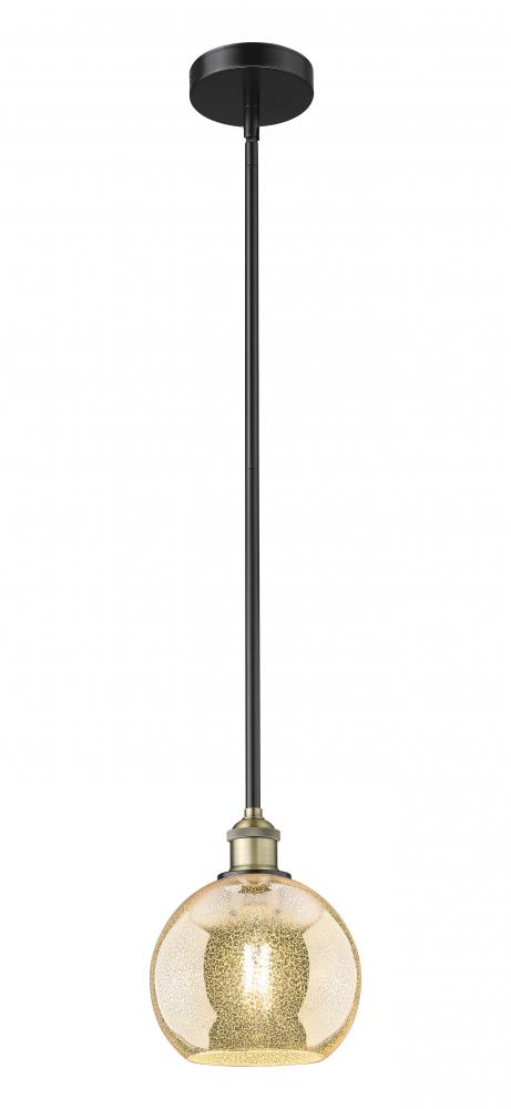 Athens - 1 Light - 8 inch - Black Antique Brass - Cord hung - Mini Pendant