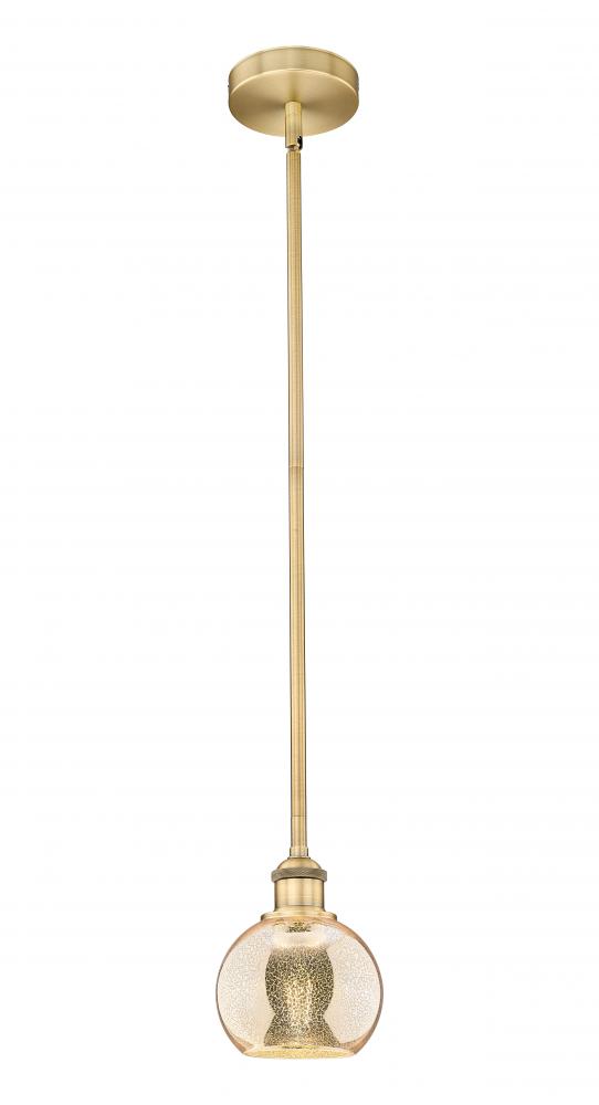 Athens - 1 Light - 6 inch - Brushed Brass - Cord hung - Mini Pendant