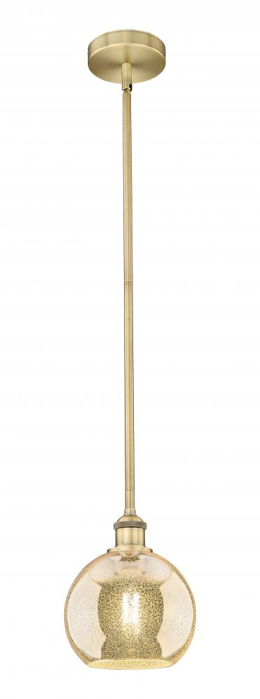 Athens - 1 Light - 8 inch - Brushed Brass - Cord hung - Mini Pendant