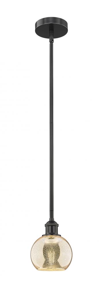 Athens - 1 Light - 6 inch - Matte Black - Cord hung - Mini Pendant