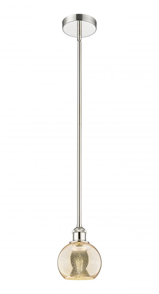 Athens - 1 Light - 6 inch - Polished Nickel - Cord hung - Mini Pendant
