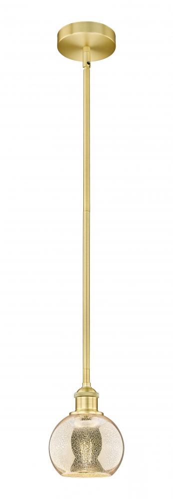 Athens - 1 Light - 6 inch - Satin Gold - Cord hung - Mini Pendant