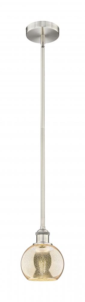 Athens - 1 Light - 6 inch - Brushed Satin Nickel - Cord hung - Mini Pendant