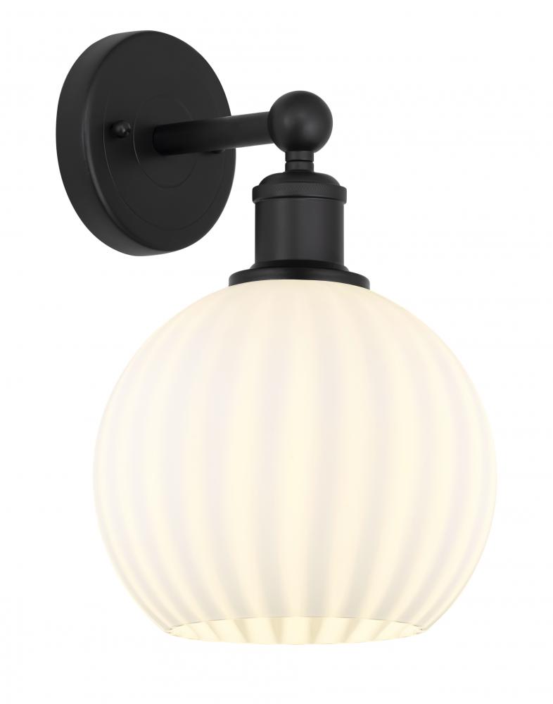 White Venetian - 1 Light - 8 inch - Matte Black - Sconce