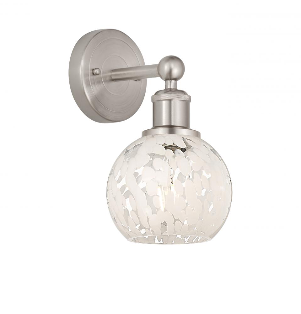 White Mouchette - 1 Light - 6 inch - Brushed Satin Nickel - Sconce