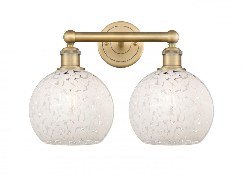 White Mouchette - 2 Light - 17 inch - Brushed Brass - Bath Vanity Light