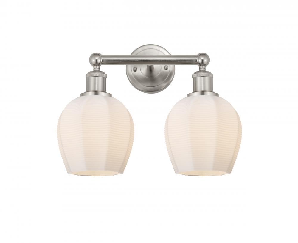 Norfolk - 2 Light - 15 inch - Brushed Satin Nickel - Bath Vanity Light