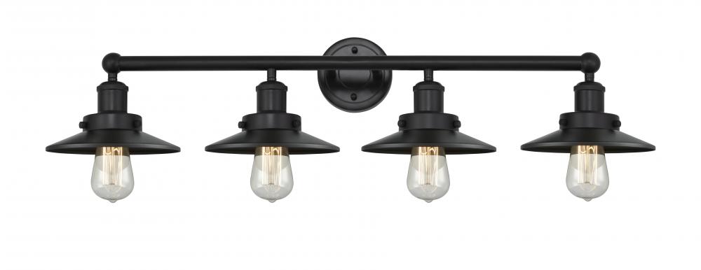 Railroad - 4 Light - 35 inch - Matte Black - Bath Vanity Light