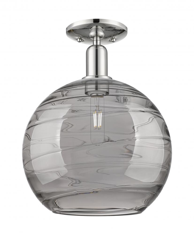 Athens Deco Swirl - 1 Light - 12 inch - Polished Nickel - Semi-Flush Mount