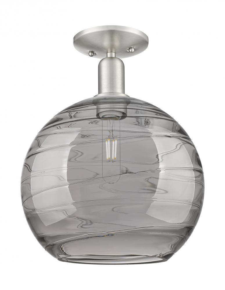 Athens Deco Swirl - 1 Light - 12 inch - Brushed Satin Nickel - Semi-Flush Mount