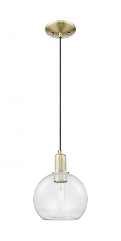 Athens - 1 Light - 8 inch - Antique Brass - Cord hung - Mini Pendant