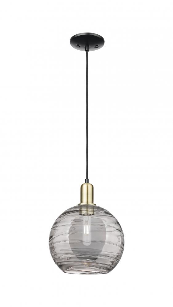 Athens Deco Swirl - 1 Light - 10 inch - Black Antique Brass - Cord hung - Mini Pendant