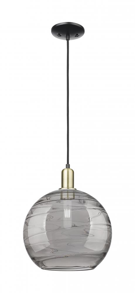 Athens Deco Swirl - 1 Light - 12 inch - Black Antique Brass - Cord hung - Mini Pendant