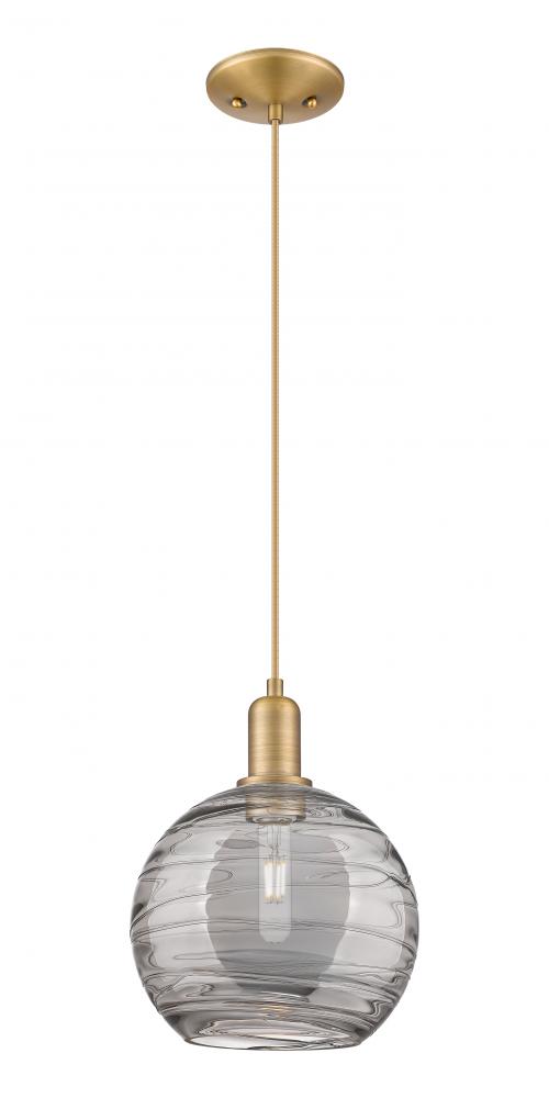 Athens Deco Swirl - 1 Light - 10 inch - Brushed Brass - Cord hung - Mini Pendant