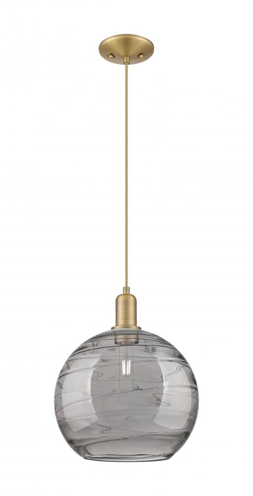 Athens Deco Swirl - 1 Light - 12 inch - Brushed Brass - Cord hung - Mini Pendant