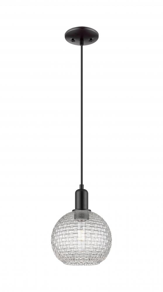 Athens - 1 Light - 8 inch - Matte Black - Cord hung - Mini Pendant