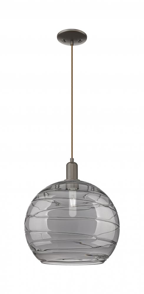 Athens Deco Swirl - 1 Light - 14 inch - Oil Rubbed Bronze - Cord hung - Mini Pendant