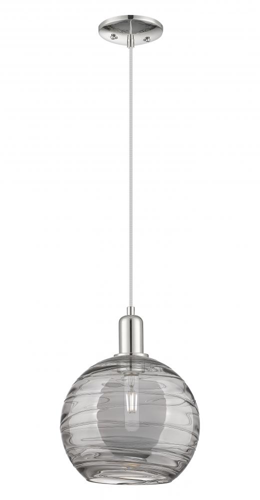 Athens Deco Swirl - 1 Light - 10 inch - Polished Nickel - Cord hung - Mini Pendant