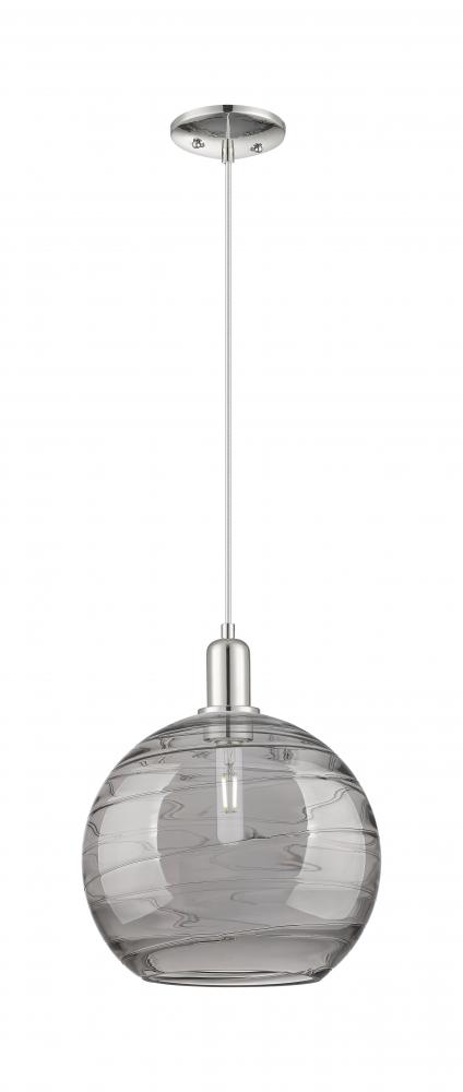 Athens Deco Swirl - 1 Light - 12 inch - Polished Nickel - Cord hung - Mini Pendant
