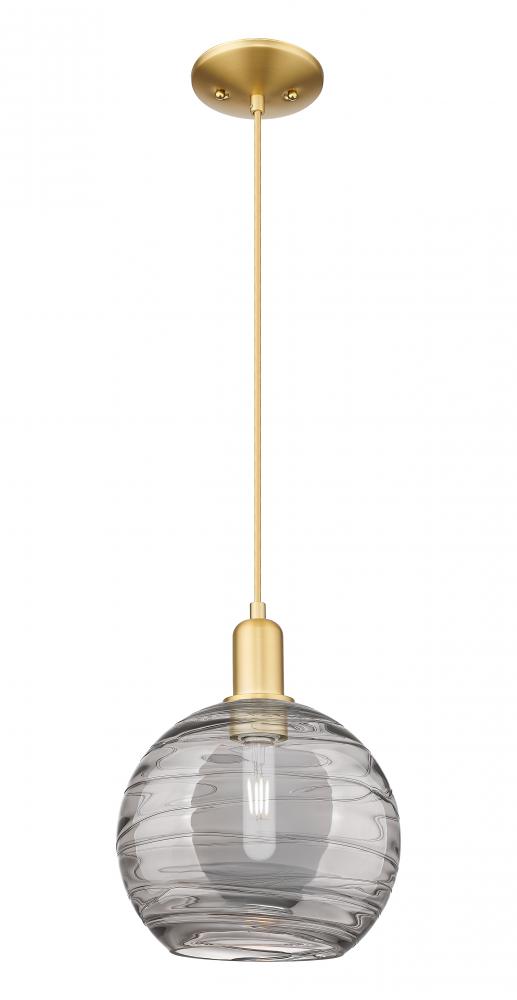 Athens Deco Swirl - 1 Light - 10 inch - Satin Gold - Cord hung - Mini Pendant