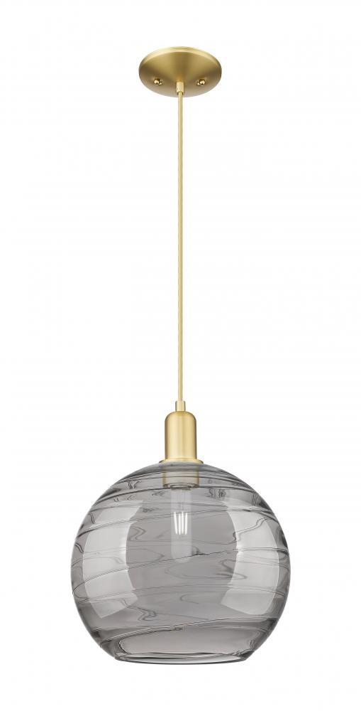 Athens Deco Swirl - 1 Light - 12 inch - Satin Gold - Cord hung - Mini Pendant
