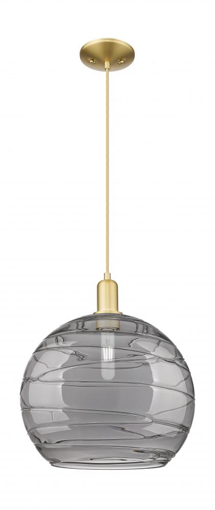 Athens Deco Swirl - 1 Light - 14 inch - Satin Gold - Cord hung - Mini Pendant