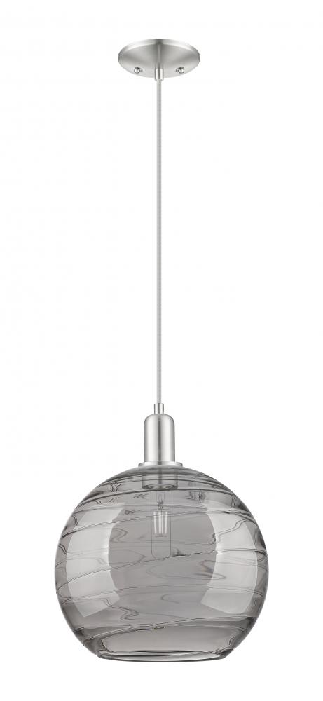 Athens Deco Swirl - 1 Light - 12 inch - Brushed Satin Nickel - Cord hung - Mini Pendant
