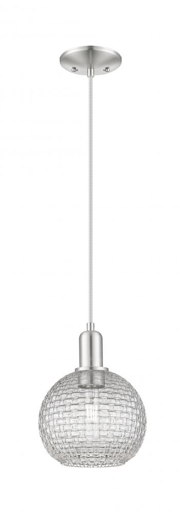 Athens - 1 Light - 8 inch - Brushed Satin Nickel - Cord hung - Mini Pendant