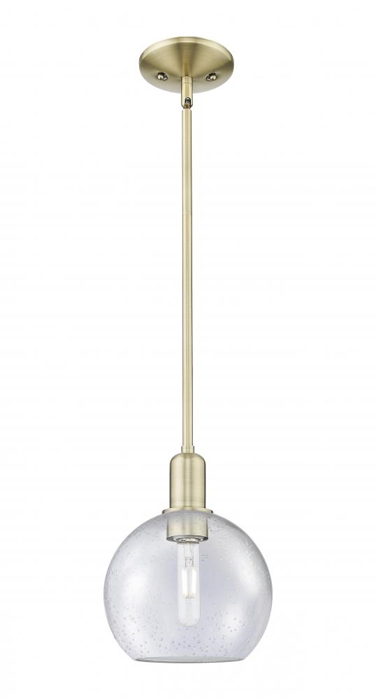 Athens - 1 Light - 8 inch - Antique Brass - Stem hung - Mini Pendant