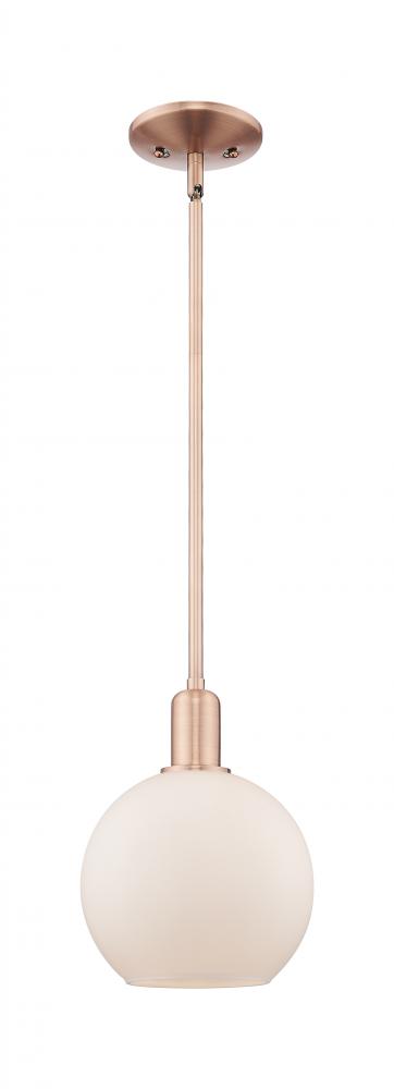 Athens - 1 Light - 8 inch - Antique Copper - Stem hung - Mini Pendant