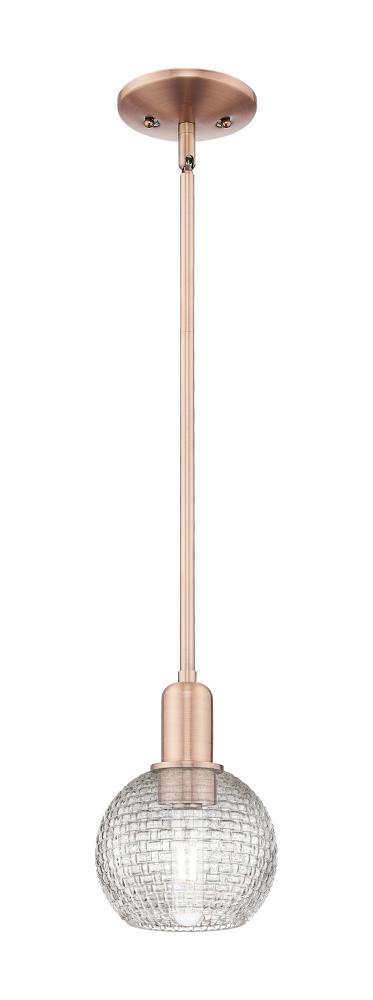 Athens - 1 Light - 6 inch - Antique Copper - Stem hung - Mini Pendant