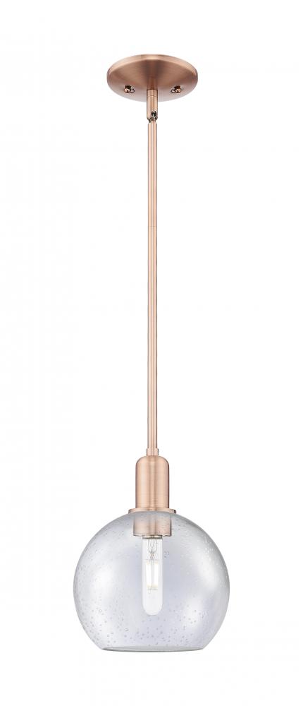 Athens - 1 Light - 8 inch - Antique Copper - Stem hung - Mini Pendant