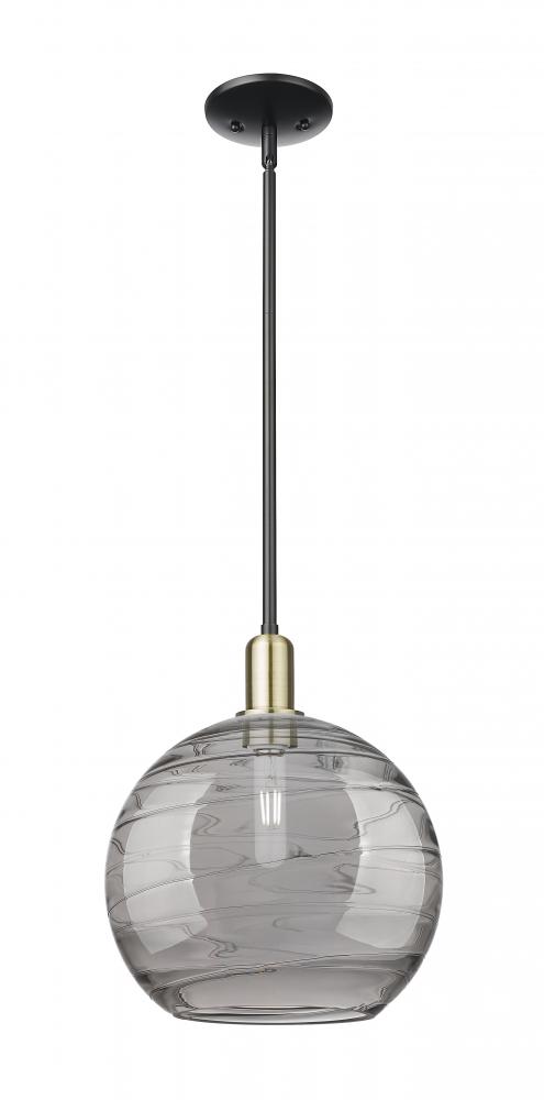 Athens Deco Swirl - 1 Light - 12 inch - Black Antique Brass - Stem hung - Mini Pendant