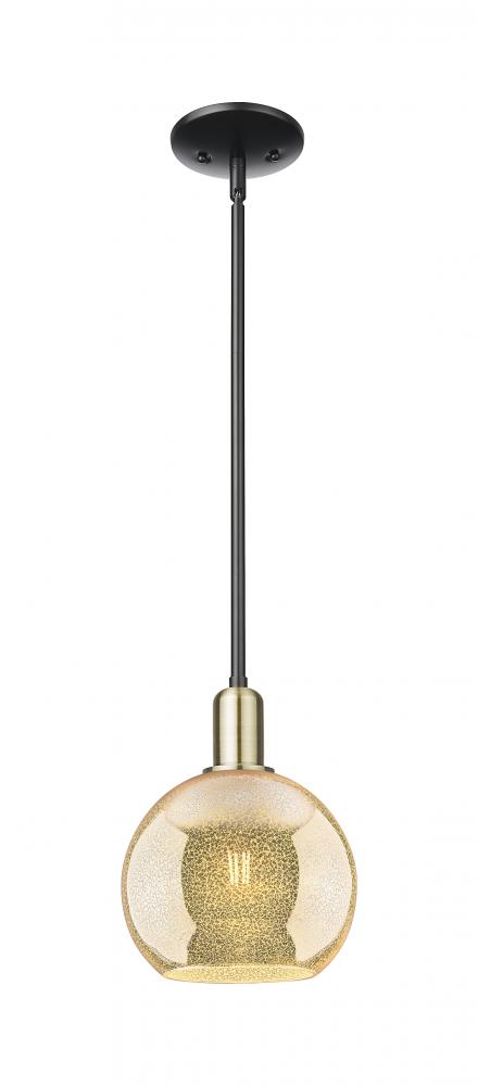 Athens - 1 Light - 8 inch - Black Antique Brass - Stem hung - Mini Pendant