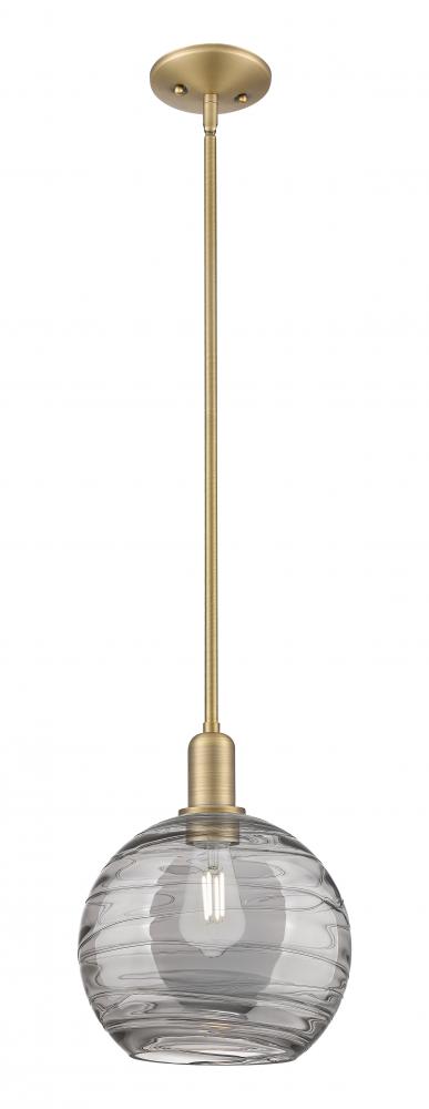 Athens Deco Swirl - 1 Light - 10 inch - Brushed Brass - Stem hung - Mini Pendant
