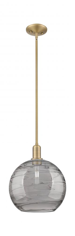 Athens Deco Swirl - 1 Light - 12 inch - Brushed Brass - Stem hung - Mini Pendant