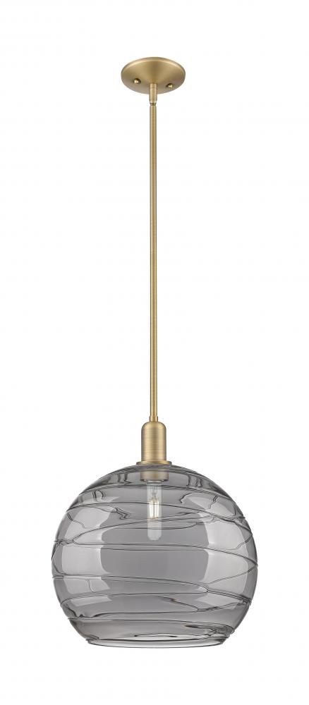 Athens Deco Swirl - 1 Light - 14 inch - Brushed Brass - Stem hung - Mini Pendant