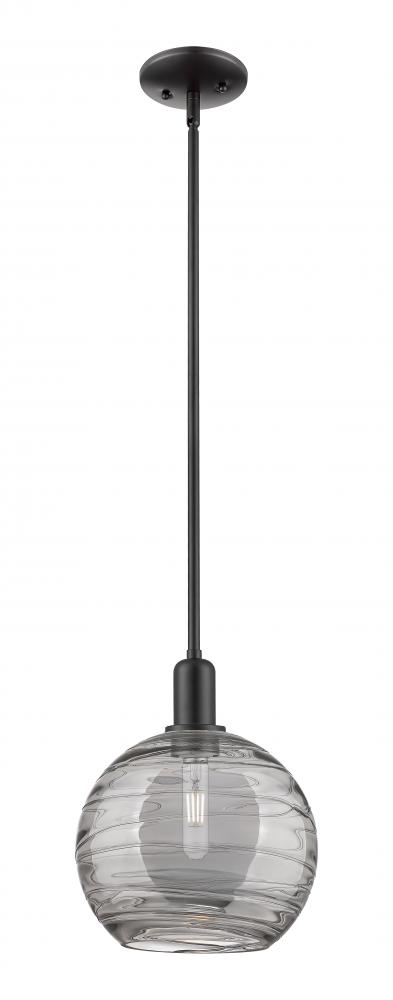 Athens Deco Swirl - 1 Light - 10 inch - Matte Black - Stem hung - Mini Pendant