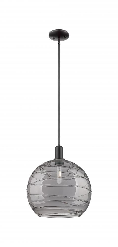 Athens Deco Swirl - 1 Light - 14 inch - Matte Black - Stem hung - Mini Pendant