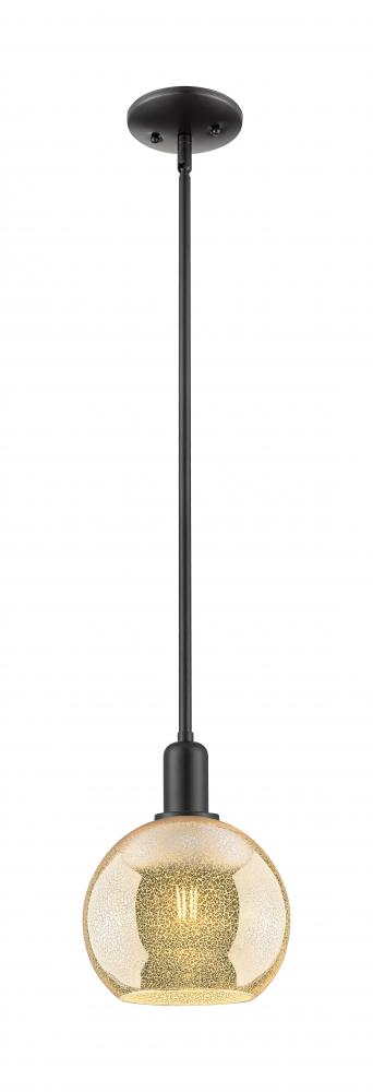 Athens - 1 Light - 8 inch - Matte Black - Stem hung - Mini Pendant