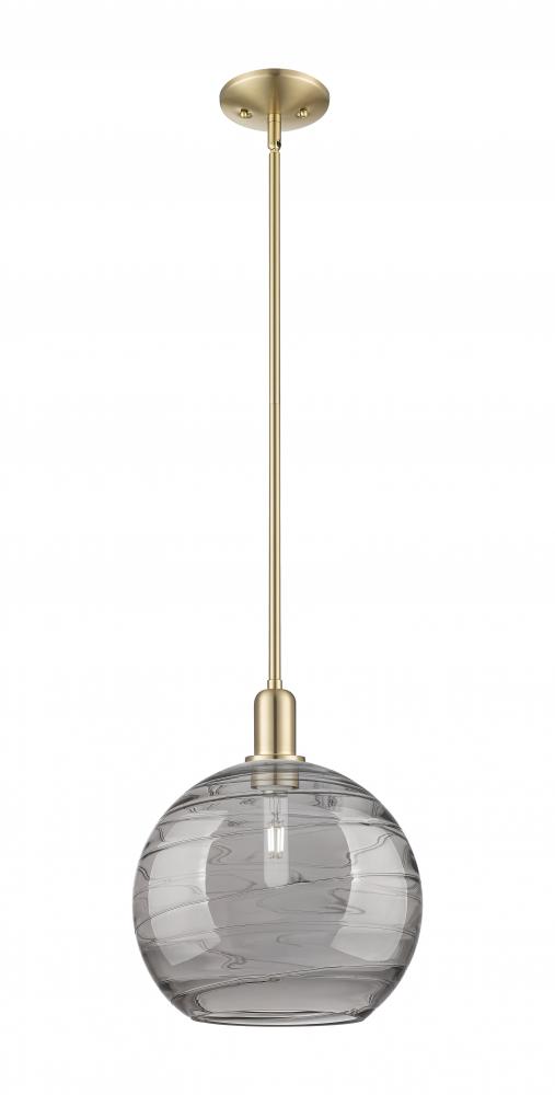 Athens Deco Swirl - 1 Light - 12 inch - Champagne Bronze - Stem hung - Mini Pendant