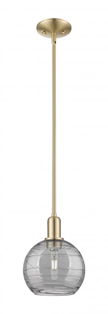Athens Deco Swirl - 1 Light - 8 inch - Champagne Bronze - Stem hung - Mini Pendant
