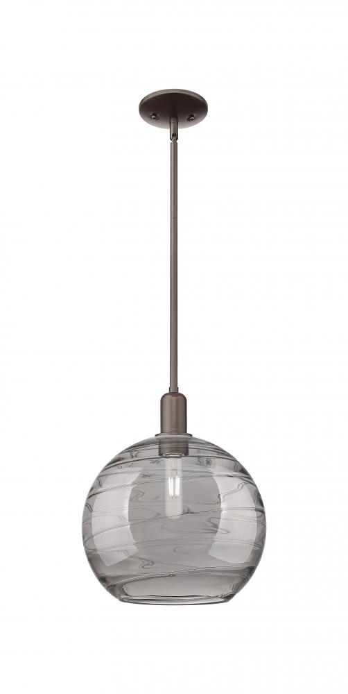 Athens Deco Swirl - 1 Light - 12 inch - Oil Rubbed Bronze - Stem hung - Mini Pendant