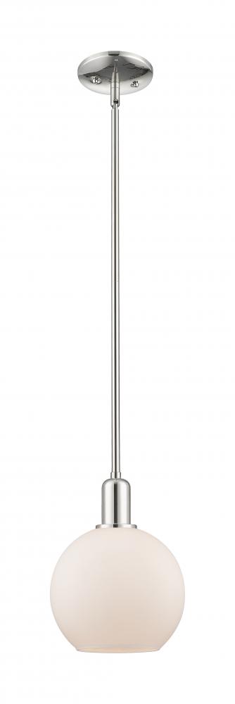 Athens - 1 Light - 8 inch - Polished Nickel - Stem hung - Mini Pendant