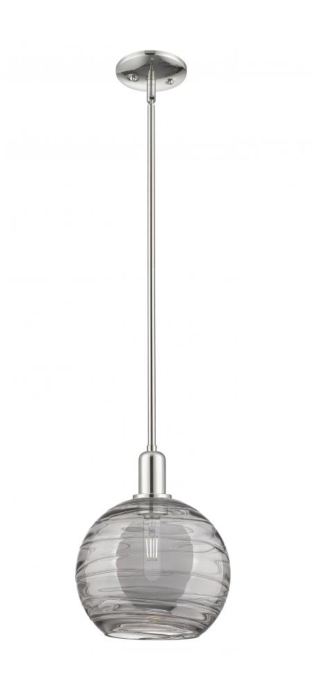 Athens Deco Swirl - 1 Light - 10 inch - Polished Nickel - Stem hung - Mini Pendant