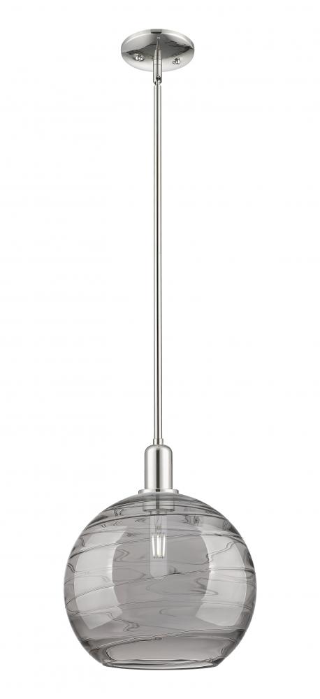 Athens Deco Swirl - 1 Light - 12 inch - Polished Nickel - Stem hung - Mini Pendant