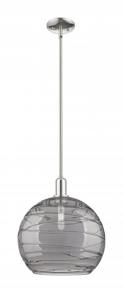 Athens Deco Swirl - 1 Light - 14 inch - Polished Nickel - Stem hung - Mini Pendant